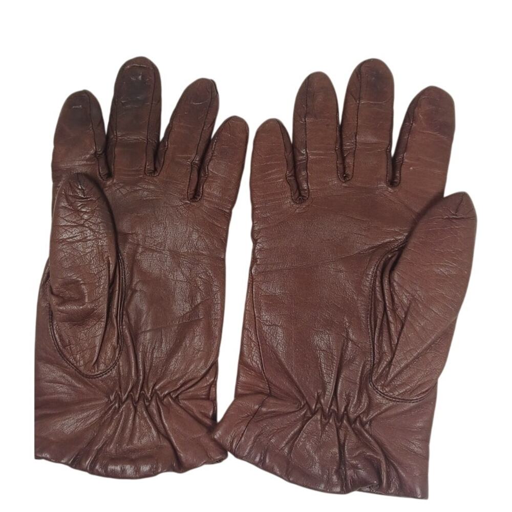 Vintage Aris Leather Gloves 100% Wool Lined Brown Winter Driving Size 8 Heritage - Picture 3 of 10